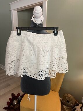 Amazon White Eyelet Swim Skirt Bikini Cover